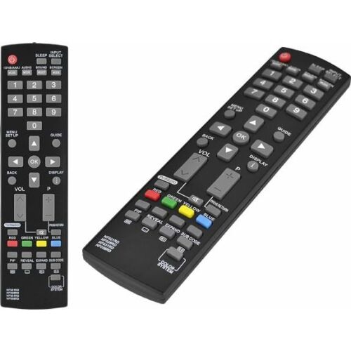 LXP204 Funai NF021 / NF028 / NF031 / NF036RD távirányító, fekete, különböző gombokkal TV/DVD működéshez, ferde nézetben fehér háttéren - Távirányító