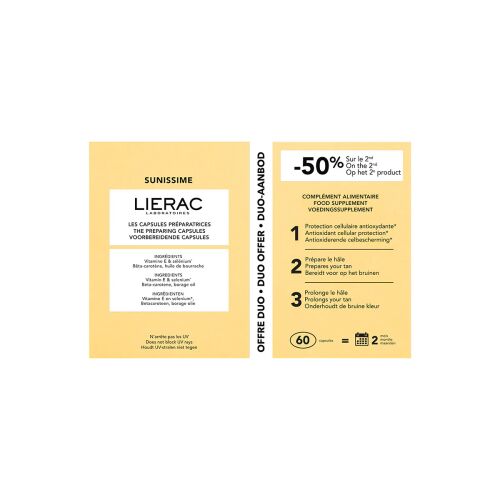 Lierac Sunissime barnulást fokozó és meghosszabbító kapszula 60 db-os duó ajánlat 50% kedvezménnyel a második termékre - Egészségügyi eszköz
