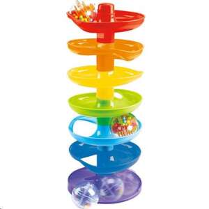 Playgo Regenbogen Baby Kugelbahn Turm mit 3 Bällen, 7 Ebenen, farbenfroh, Entwicklungsspielzeug für Babys und Kleinkinder - Playgo