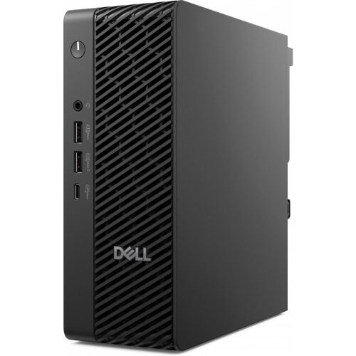 Dell Pro Max Micro FCM2250 asztali számítógép, szögből nézve, elülső portokkal és oldallappal - Asztali számítógép