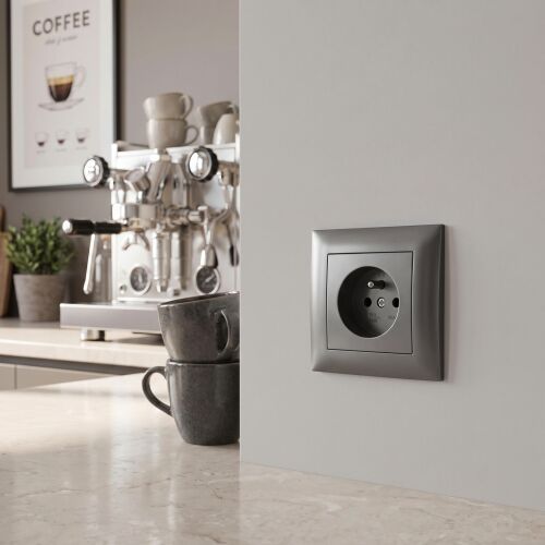 Egyszeres földelt aljzat kerettel OSTE JNH001-G Black 178781381 