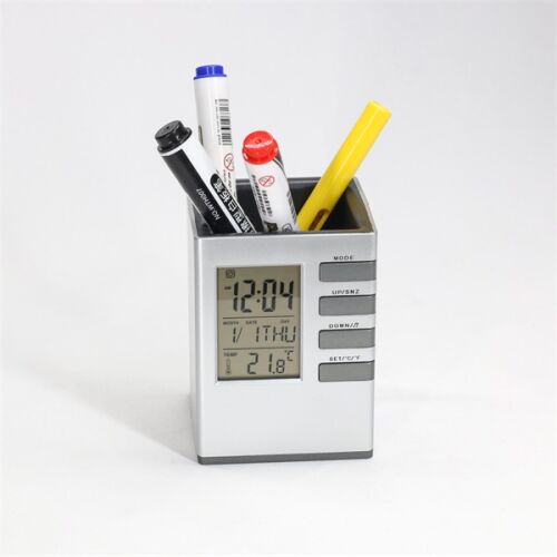 TOO PHC-100-S ezüst digitális óra írószertartóval 178784476 - Ébresztőóra