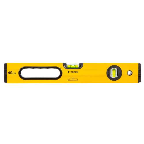 40 cm-es sárga alumínium vízmérték, két fiolával, TOPEX márka
