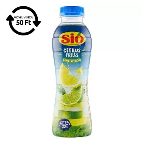 SIÓ CitrusFriss Lime Citrom 12% 0,4L palack címkével, lime és citrom szeletekkel, visszaváltható embléma 50 Ft - Ital
