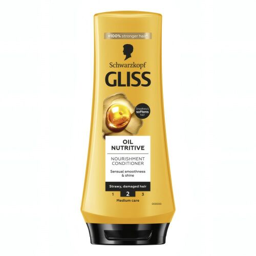 Schwarzkopf Gliss Tápláló olaj hajbalzsam 200 ml szalmaszerű, sérült hajra, érzéki simaságot és fényt biztosít az erősebb hajért - Hajápolás
