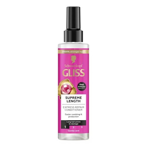Schwarzkopf GLISS Supreme Length Express Repair hajbalzsam spray hosszú, sérülésre hajlamos hajra, 200 ml, hővédelemmel - Hajápolás