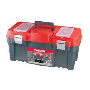 Proline 22 hüvelykes szerszámosláda, piros és szürke műanyag szerszámosláda fogantyúval és két kivehető tálcával - Proline