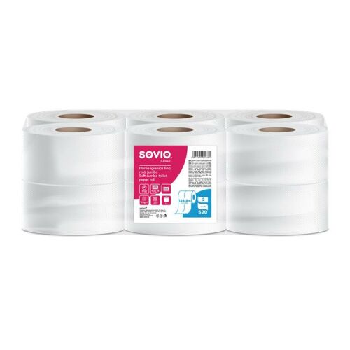 Toalettpapír, 2 rétegű, 124,8 m, 18 cm átmérő, SOVIO 178788189 - WC-papír
