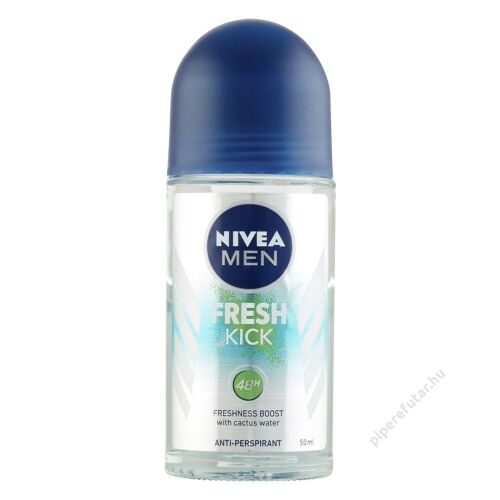 NIVEA MEN Fresh Kick izzadásgátló golyós dezodor férfiaknak, 50ml, kaktuszvízzel a 48 órás frissességért, átlátszó üveg kék kupakkal - Dezodor