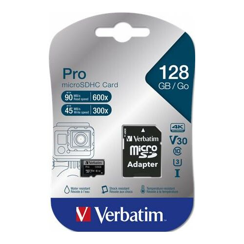 Verbatim 47044 SDXC 128GB Pro UHS-3 Class 10 micro memóriakártya + adapter 178793624 - Memóriakártya