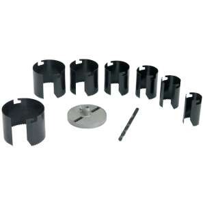 Lyukfűrész készlet, 7 darabos, 26-63mm, fa, fém és műanyag fúrásához - Körkivágó & Lyukfűrész