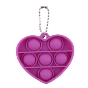 Lila Szív Push Bubble Pop Kulcstartó, stresszoldó játék, fidget játék, szív alakú, lila, szilikon - Push