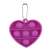 Lila Szív Push Bubble Pop Kulcstartó, stresszoldó játék, fidget játék, szív alakú, lila, szilikon