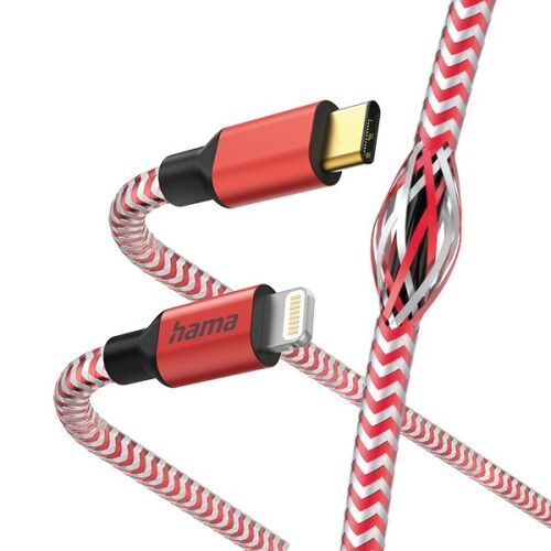 Adatkábel HAMA Reflective USB-C/Lightning 1,5m piros 178797333 - Lightning kábel