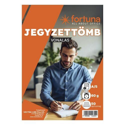 Jegyzettömb FORTUNA A5 50 lapos vonalas 178800346 - Jegyzettömb