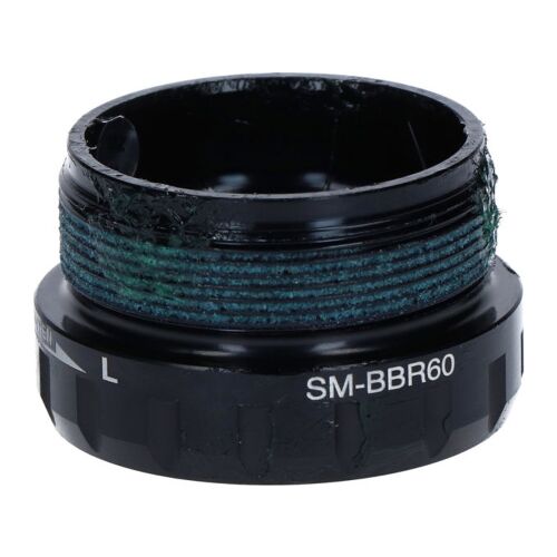 SHIMANO SM-BBR60 bal oldali adapter (M36 x 24T) olasz menettel kerékpár középcsapágyhoz, fekete, döntött nézet fehér háttérrel - Egyéb kerékpár alkatrész