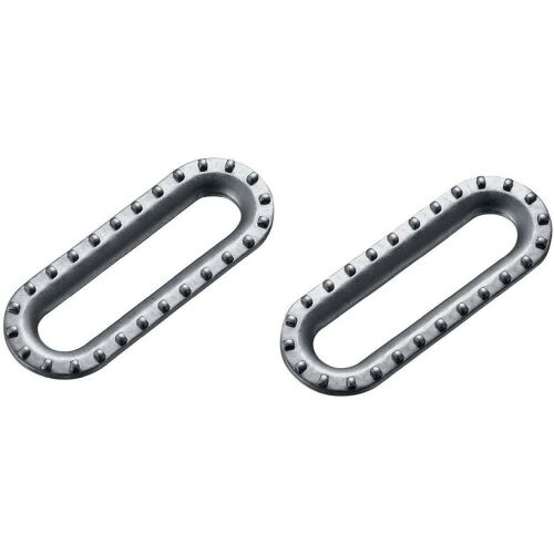 PEDÁLHOZ PD-M8000 SPD CLEAT SPACER 2 PCS, ezüst színű, ovális alakú távtartó pár, apró kiemelkedő pontokkal a szélén, fehér háttéren - Egyéb kerékpár alkatrész