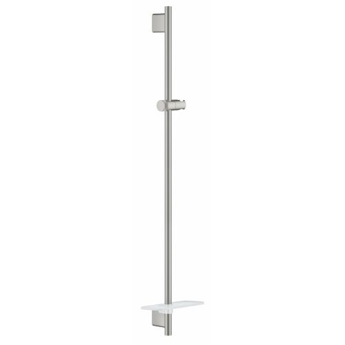 Grohe 26603DC0 SmartActive zuhanyrúd 900mm szaténacél kivitelben, beépített EasyReach polccal, szögből nézve fehér háttérrel - Zuhanyszett