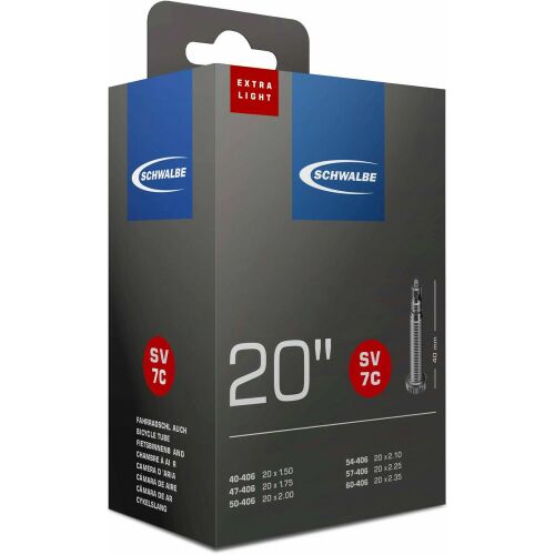 BELSŐ SCHWALBE 20 SV7C 20x1,50-2,35 40MM EXTRA LIGHT 100g{25/7} 178901253 - Kerékpár belső gumi