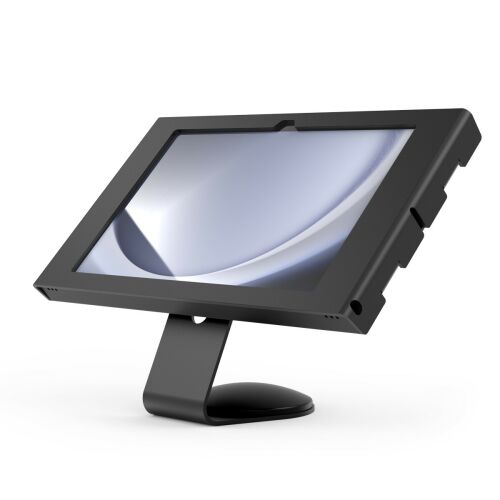 Compulocks GALAXY TAB A9+ 11IN COUNTER STAND SWELL ENCLOSURE CORE BLACK, egy biztonságos fekete tablet állvány Samsung Galaxy Tab A9+ 11 hüvelykes tabletekhez, ideális kiskereskedelmi és pultos használatra. - Tablet dokkoló és állvány