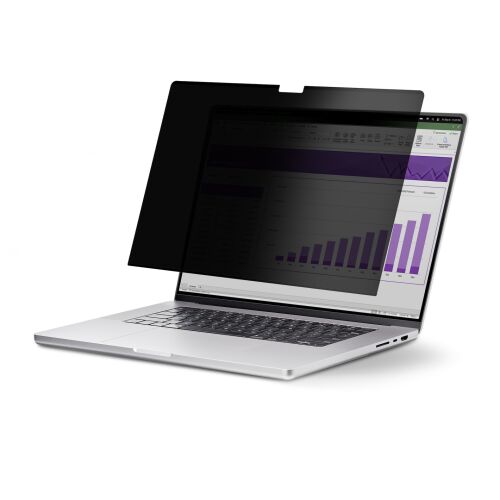 StarTech.com 16 hüvelykes MacBook adatvédelmi képernyő tükröződésmentes és kékfény szűrővel, laptopon bemutatva. - Monitorszűrő