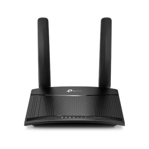 TP-LINK TL-MR100 300 Mbps vezeték nélküli N 4G LTE router két antennával, elölnézet fehér háttéren - Wi-Fi router