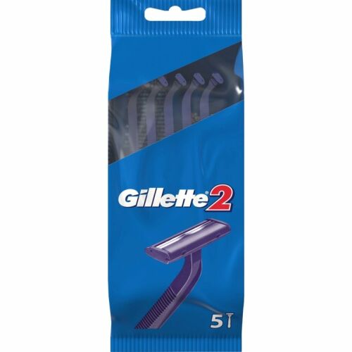 Gillette G2 eldobható borotvák kék csomagolásban, 5 db-os lila borotva készlet férfi borotválkozáshoz - Hagyományos borotva