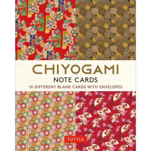 Tuttle Chiyogami Japán képeslapok, 16 egyedi mintával és borítékkal - Meghívó és képeslap