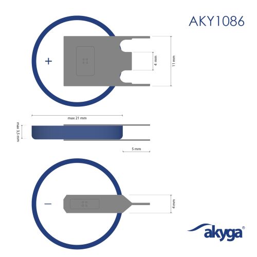 Lítium elem CR2032 PP3A Akyga AKY1086 3V / 210mAh 3-tűs raszteres 4mm