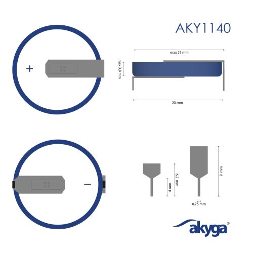 Lítium elem CR2032 HP2D Akyga AKY1140 3V / 210mAh 2 tűs raszteres 20mm