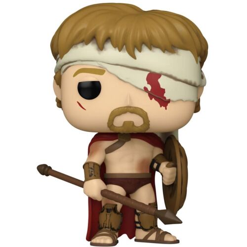 Funko POP! Filmek: 300 Dilios #1472 vinyl figura, spártai harcos gyűjthető figura lándzsával és pajzzsal, fehér fejpánt vérfoltokkal, 300 rajongóknak és gyűjtőknek - Mesehős figura