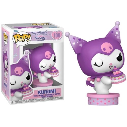 POP Sanrio HK S8 Kuromi Present Funko Pop vinyl figura tortával, csomagolásban és kicsomagolva - Mesehős figura