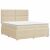 vidaXL Boxspring ágy matraccal Krémszínű 140x190cm, elölnézeti szögletes kép a teljes ágy szettről matraccal és fejtámlával, fehér háttéren.