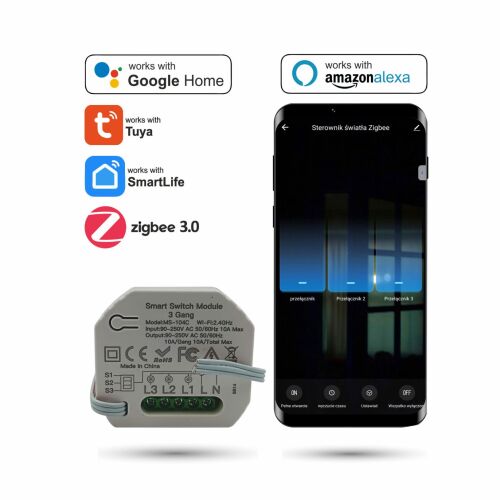 Tuya 3 csatornás Zigbee világításvezérlő 179058376 - Okos otthon kiegészítő