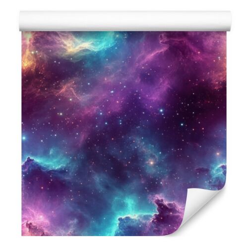 Akvarell Galaxis tapéta tekercs lila, kék és szilva színű ködös és csillagos mintával, 50x1000 cm - Barkács és DIY
