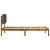Oldalnézet: vidaXL egyszemélyes ágykeret természetes akácfából, világosszürke kárpitozott fejtámlával, matrac nélkül, fehér háttérrel