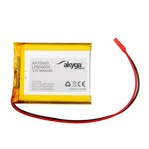 Li-Po akkumulátor LP804050 Akyga AKY0660 3.7V / 1800mAh PCM JST 2-tűs csatlakozó 150mm