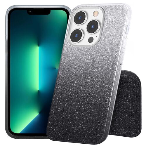 Csillámos iPhone 13 Pro Max tok, ezüst/fekete