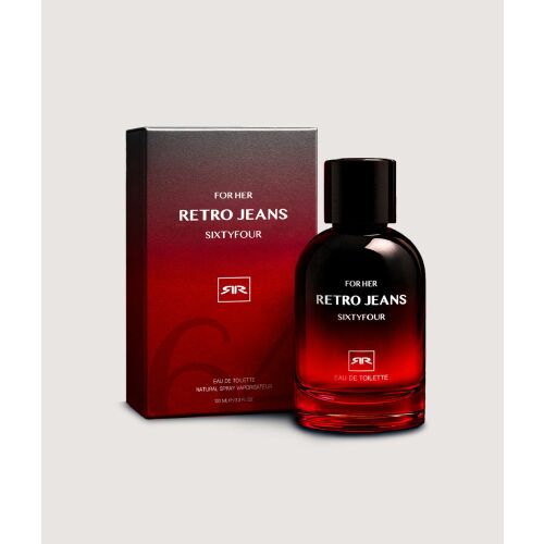 Retro Jeans FOR HER Sixtyfour női parfüm, piros üveg és doboz, eau de toilette - Testápolás és higiénia