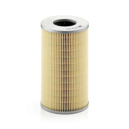 MANN-FILTER H 12 107/1 olajszűrő betét autómotorhoz, döntött nézet fehér háttéren - Olajszűrő