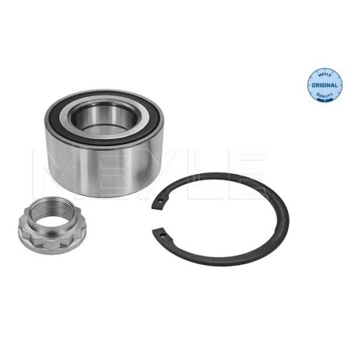 MEYLE kerékcsapágy készlet 300 750 0001 BMW járművekhez, fő csapágy, anya és rögzítőgyűrű fehér háttéren, 3/4 nézet - Kerékcsapágy