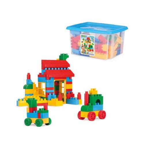 Wader Bobi 132-teiliges Bausteine-Set in einer Aufbewahrungsbox, bunte Plastikbausteine für Kinder zum Bauen von Häusern, Autos und anderen Kreationen