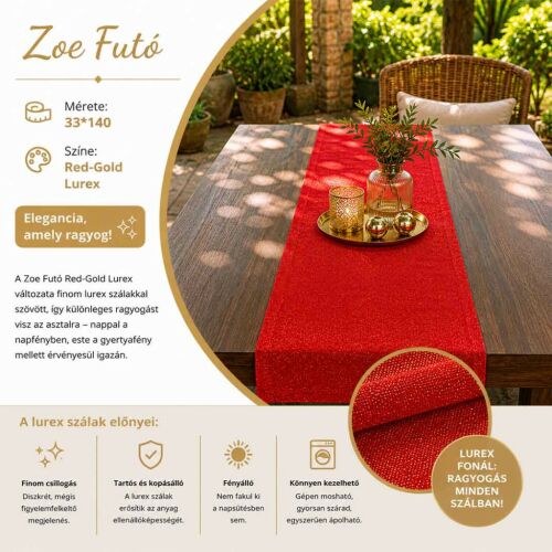 Zoe Futó 33*140 Red-Gold Lurex 179256594 - Dekoráció