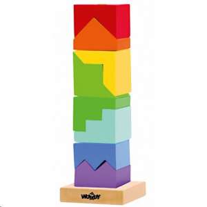 Woodyland Fa Építőkocka Torony - 9 db