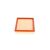 BOSCH 1 457 433 526 autós levegőszűrő, felülről lefelé nézetben látható a narancssárga keret és a szűrőredők fehér háttérrel