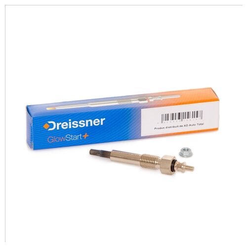 DREISSNER GP128324DREIS izzítógyertya dobozzal és anyával fehér háttéren, ferde nézetben 