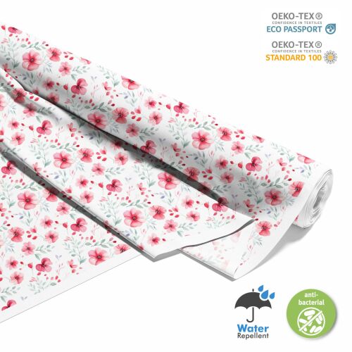 OUTDOOR DECOSTOFFE OXFORD Blumen szövet tekercs virágmintával, vízálló és tartós. - Textil méteráru
