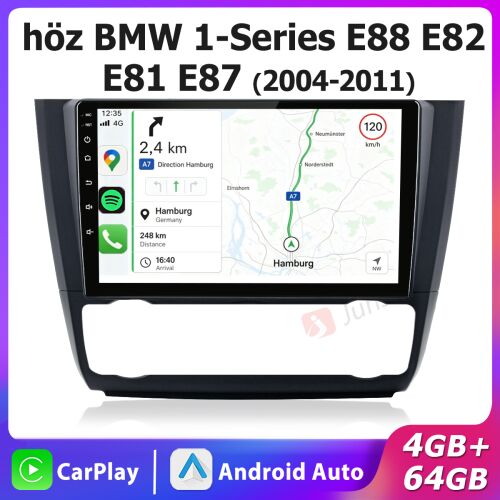 JUNSUN Autós Multimédia BMW 1-es E88 E82 E81 E87 2004-2011 4GB+64GB 9" IPS Android Vezeték nélküli tükrözés GPS DSP 179362740 - Junsun