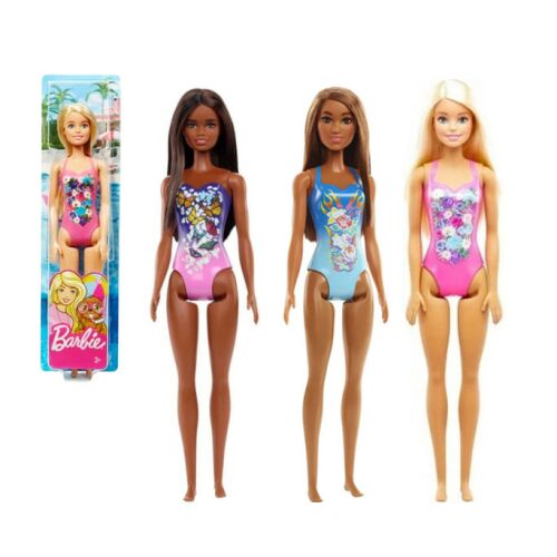 Barbie a tengerparton kollekció három különböző Barbie babával színes fürdőruhákban, az egyik eredeti csomagolásban - Baba