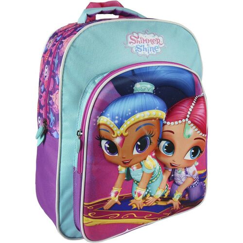 Shimmer és Shine 3D hátizsák gyerekeknek, világoskék és lila színű, két rajzfilmfigurával az elején, két rekesszel, állítható pántokkal, óvodába vagy bölcsődébe ideális - Ovis hátizsák